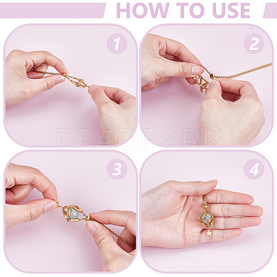 3Pcs 3 Styles Star Moon Stainless Steel Braided Chain Macrame Pouch Empty Stone Holder Pendant Necklace Making NJEW-UN00014-1