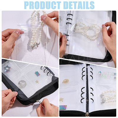 Transparent PVC Jewelry Organizer Storage Zipper Books ABAG-WH0063-114-1