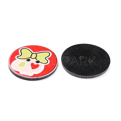2-Hole Flat Round with Lovely Skull Pattern Acrylic Buttons BUTT-F055-02-M-1