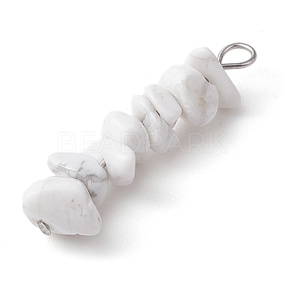 Gradient Color Natural Quartz Crystal & Natural Howlite & White Moonstone Chip Beaded Pendants PALLOY-JF02791-01-1
