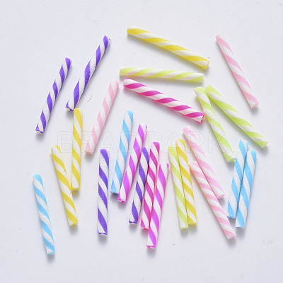 Christmas Candy Cane Handmade Polymer Clay Beads X-CLAY-R084-03-1