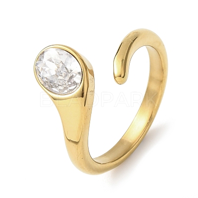 304 Stainless Steel Glass Cuff Open Rings RJEW-P177-02A-G-1