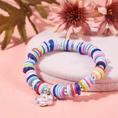 Flat Round Handmade Polymer Clay Beads CLAY-R067-6.0mm-38-1