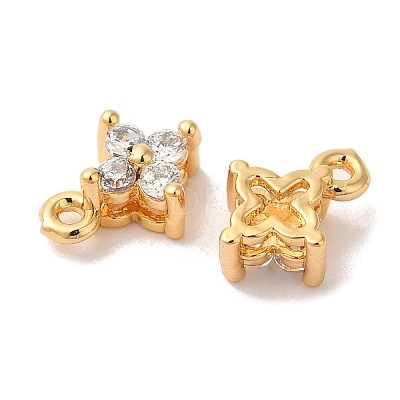 Brass Micro Pave Clear Cubic Zirconia Charms KK-M294-18G-1