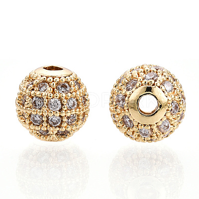 Rack Plating Brass Cubic Zirconia Beads ZIRC-S001-8mm-A01-1