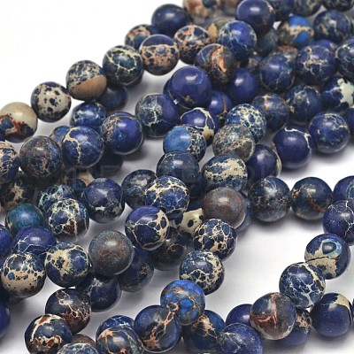 Natural Imperial Jasper Beads Strands G-I122-8mm-16-1