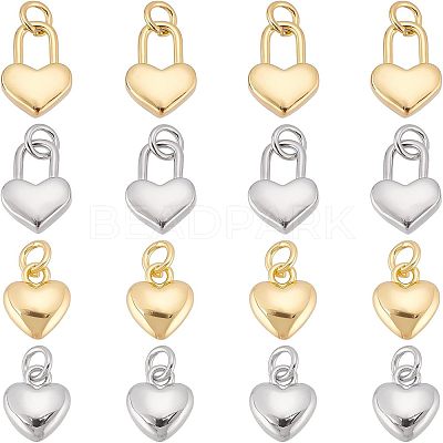 16Pcs 4 Style Rack Plating Real 18K Gold Plated Brass Pendants KK-FH0003-96-1