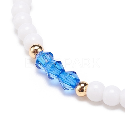 Resin Evil Eye & Acrylic Beaded Stretch Bracelet for Women BJEW-JB08609-04-1