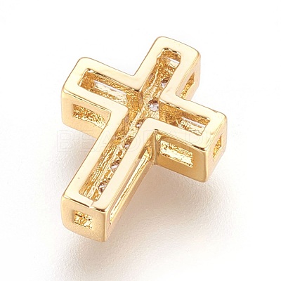 Brass Micro Pave Cubic Zirconia Beads ZIRC-F088-027G-1