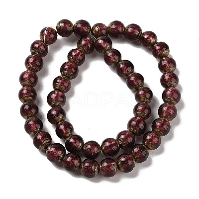 Handmade Gold Sand Lampwork Beads Strands LAMP-P062-01B-1
