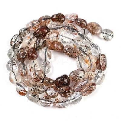Natural Black Gold Rutilated Quartz Beads Strands LS-G-P497-01A-16-1