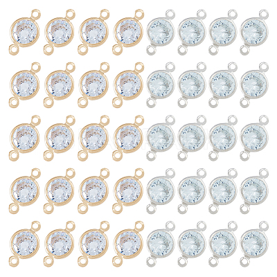 40Pcs 2 Colors Cubic Zirconia Link ZIRC-FH0001-50-1
