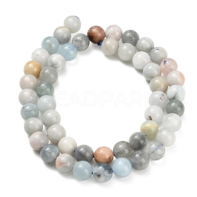 Natural Aquamarine Beads Strands LS-G-F591-29A-8mm-03-1