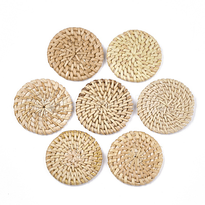 Handmade Reed Cane/Rattan Woven Beads WOVE-T006-128B-1