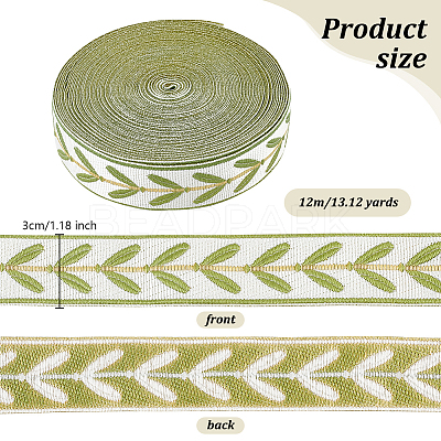 12M Polyester Jacquard Leaf Ribbon OCOR-OC0001-46D-1