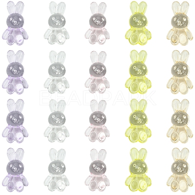 50Pcs 5 Colors Transparent Acrylic Beads MACR-FS0001-83-1
