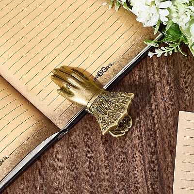 Alloy Hand Shaped Bookmark Clip AJEW-CP0006-94B-AB-1