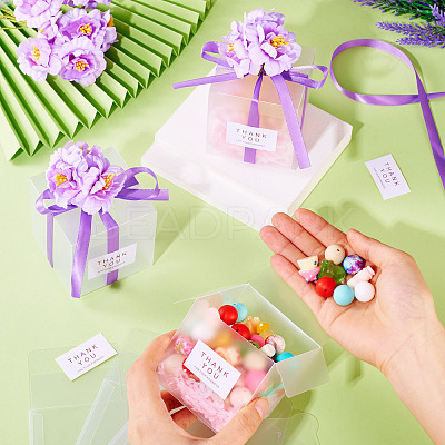 Clear PVC Candy Gift Packaging Boxes with Ribbon & Artificial Flower CON-TAC0001-20E-1