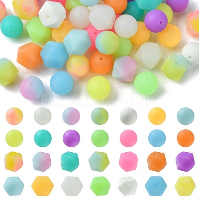 Luminous 56pcs 28 Color Round Food Grade Silicone Beads SIL-CJ0001-31-1