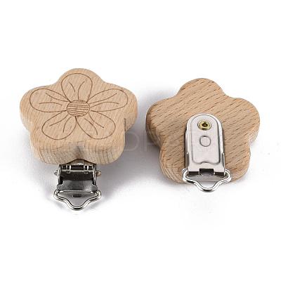 Beech Wood Baby Pacifier Holder Clips WOOD-T015-24-1
