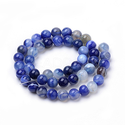 Natural Striped Agate/Banded Agate Beads Strands X-G-S259-04B-8mm-1