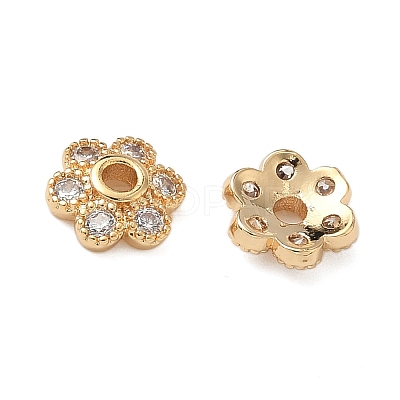 Brass Micro Pave Clear Cubic Zirconia Bead Caps KK-S350-12G-1