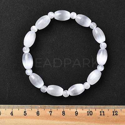 Natural Selenite Beaded Stretch Bracelets for Women BJEW-F481-01B-1