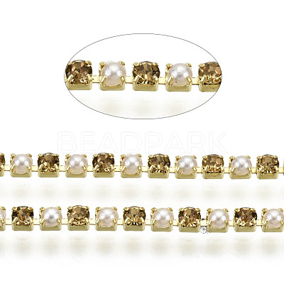 Brass Rhinestone Strass Chains CHC-N017-001A-A01-1