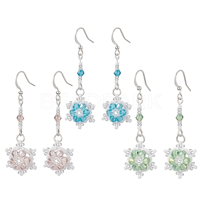 Glass Seed Beaded Dangle Earrings EJEW-MZ00171-1