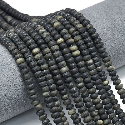Natural Golden Sheen Obsidian Beads Strands G-P575-A29-6x4mm-1