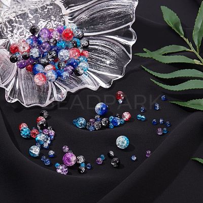 150Pcs 5 Styles Baking Paint Crackle Glass Bead Strands CCG-SZ0001-07-1