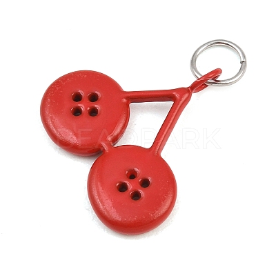 Button 304 Stainless Steel Enamel Pendants SA-CBAE390-01G-1