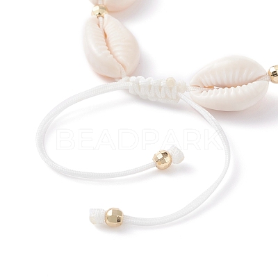 Natural Cowrie Shell Braided Bead Bracelet for Women BJEW-TA00044-01-1