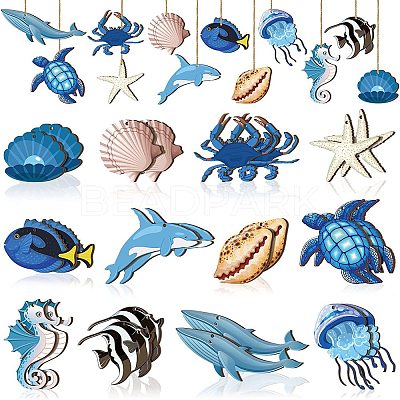 Ocean Theme Wooden Sea Animal Pendant Decorations PW-WGE3A68-01-1