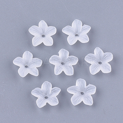 5-Petal Transparent Acrylic Bead Caps X-FACR-T001-06-1
