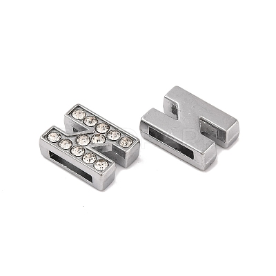 Alloy Initial Slide Charms with Grade A Rhinestones ALRI-R032-N-FF-1