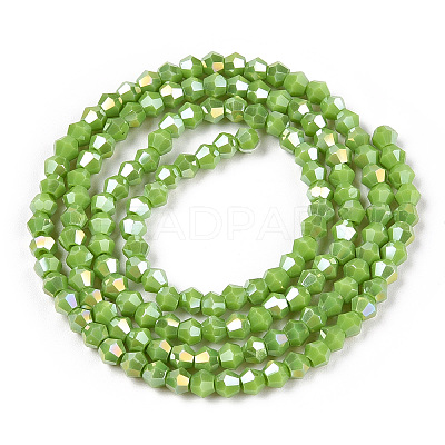 Opaque Solid Color Electroplate Glass Beads Strands EGLA-A039-P2mm-B21-1