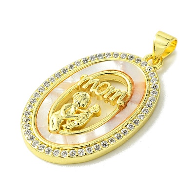 Mother's Day Brass Micro Pave Clear Cubic Zirconia Pendants KK-H472-13G-09-1