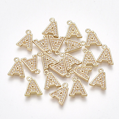 Brass Cubic Zirconia Charms KK-S348-330A-1