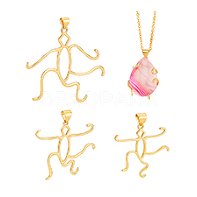 3Pcs 3 Styles Brass Pendant Cabochon Settings KK-PH0011-65-1