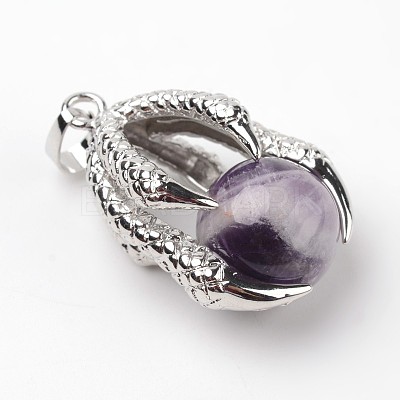 Eagle Claw Alloy Amethyst Pendants G-L455-A13-1
