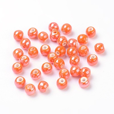 Glazed Porcelain Round Beads PORC-S489-6mm-07-1