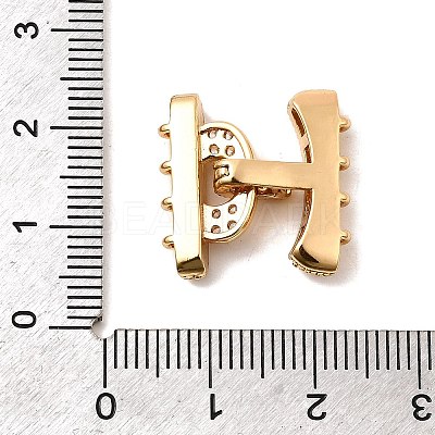Brass Micro Pave Clear Cubic Zirconia Fold Over Clasps KK-C075-33G-1