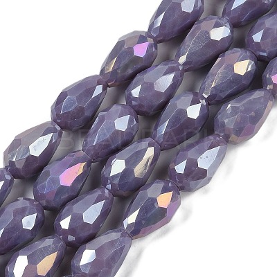 Opaque Solid Color Electroplate Glass Beads Strands LS-EGLA-N013-P6mm-B09-1