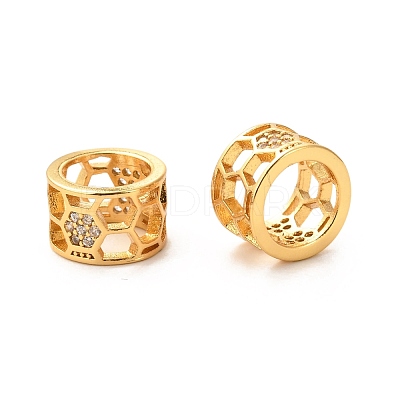 Soccer Seasons Brass Micro Pave Clear Cubic Zirconia European Beads ZIRC-P086-37G-1