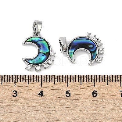 Natural Paua Shell Moon Pendants KK-U043-23P-01-1