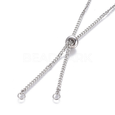 Adjustable 201 Stainless Steel Slider Necklaces MAK-L026-08A-P-1-1