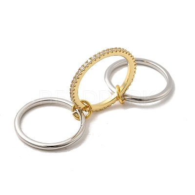 Brass Micro Pave Cubic Zirconia Finger Rings RJEW-P166-01B-01-1