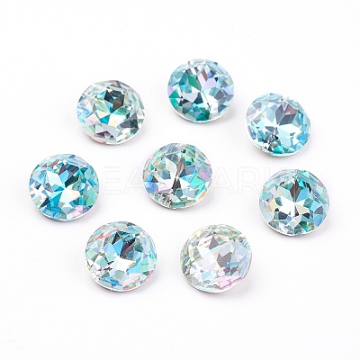 Pointed Back & Back Plated K9 Glass Rhinestone Cabochons RGLA-J012-10mm-202LS-1