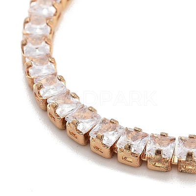 Brass Pave Clear Cubic Zirconia Square Box Chain Slider Bracelets BJEW-B094-10A-G-1